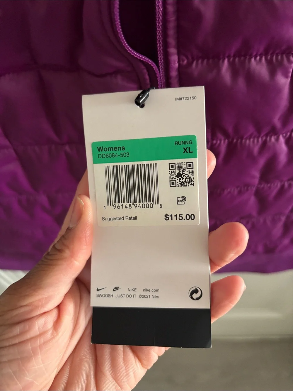 Nike Women's Magenta Quilted Performance Vest